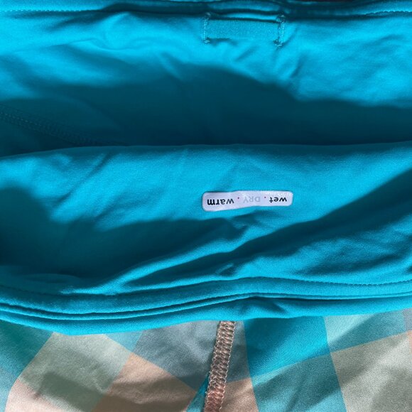 Lululemon running shorts, NEON turquoise, yellow, and orange checkered pattern - Picture 5 of 5